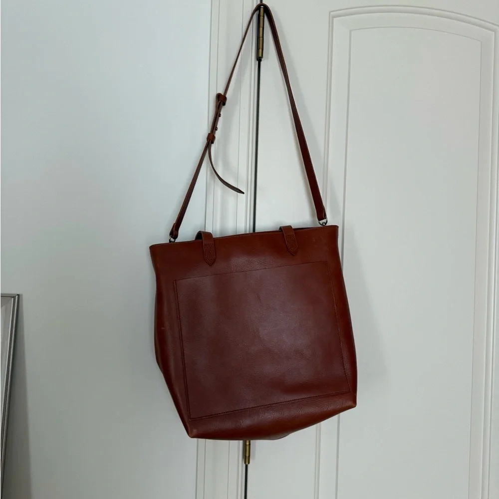 Madewell brown Leather Tote Bag with zip top versatile design - Picture 2 of 9